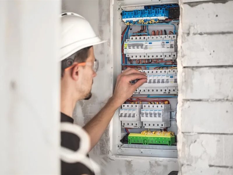 Quadro de distribuição com disjuntores